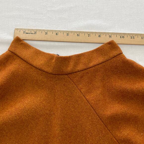 VTG 60s Wool Poncho w/ yarn details Burnt Orange size Small Mod Retro - Picture 6 of 7